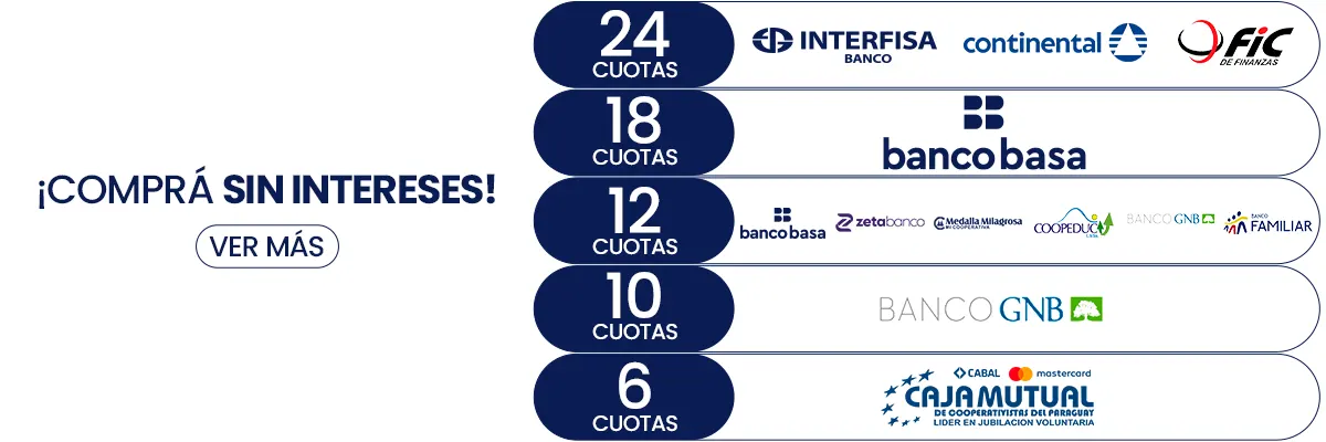 Compra a cuotas y sin intereses con los siguientes bancos